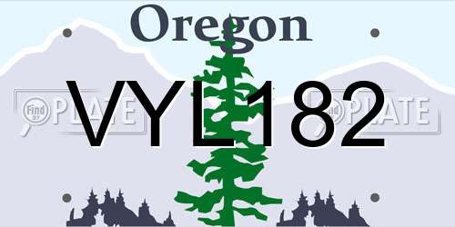 VYL182 Oregon License Plate
