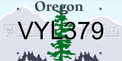 VYL379 Oregon License Plate