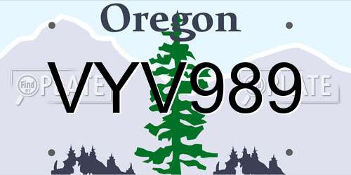 VYV989 Oregon License Plate