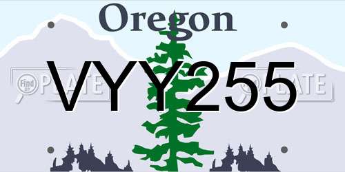 VYY255 Oregon License Plate