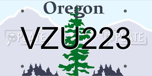 VZU223 Oregon License Plate
