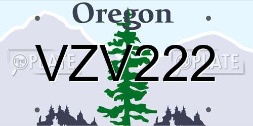 VZV222 Oregon License Plate