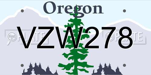 VZW278 Oregon License Plate