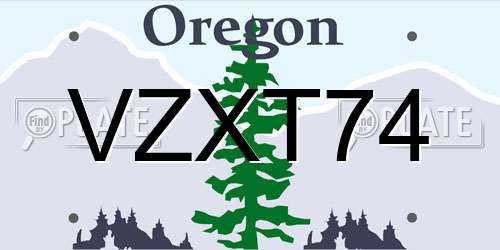 VZXT74 Oregon License Plate