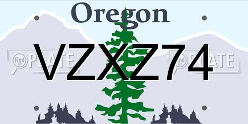 VZXZ74 Oregon License Plate
