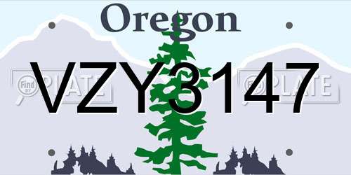VZY3147 Oregon License Plate