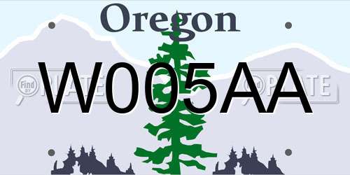 W005AA Oregon License Plate