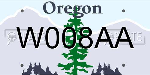 W008AA Oregon License Plate