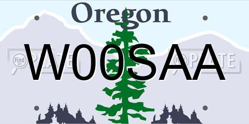 W00SAA Oregon License Plate