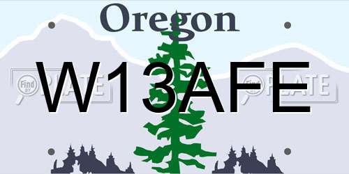 W13AFE Oregon License Plate