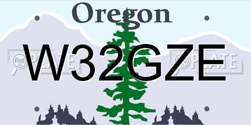 W32GZE Oregon License Plate