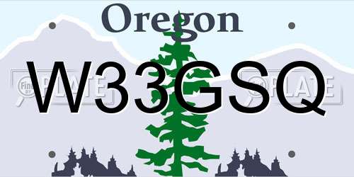 W33GSQ Oregon License Plate