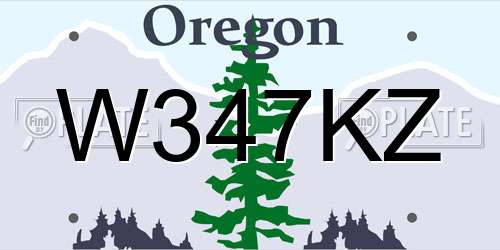 W347KZ Oregon License Plate
