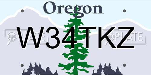 W34TKZ Oregon License Plate