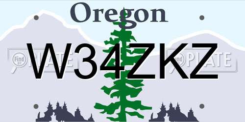 W34ZKZ Oregon License Plate