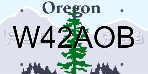 W42AOB Oregon License Plate