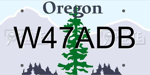 W47ADB Oregon License Plate