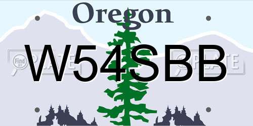 W54SBB Oregon License Plate