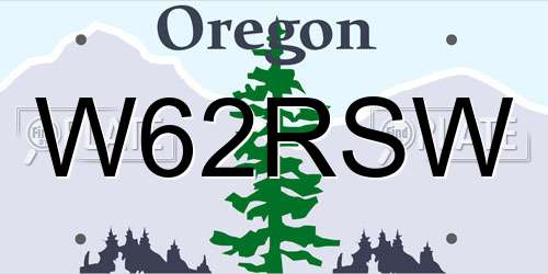 W62RSW Oregon License Plate