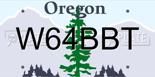 W64BBT Oregon License Plate