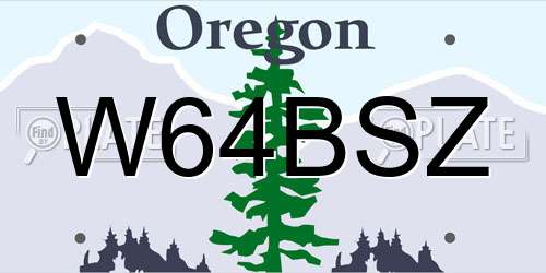 W64BSZ Oregon License Plate