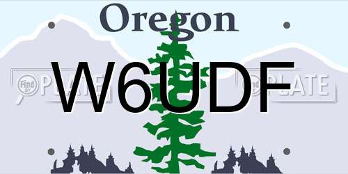 W6UDF Oregon License Plate