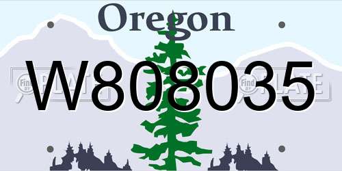 W808035 Oregon License Plate