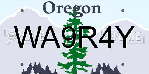 WA9R4Y Oregon License Plate