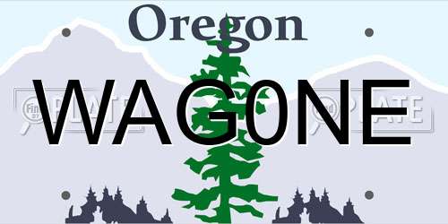 WAG0NE Oregon License Plate