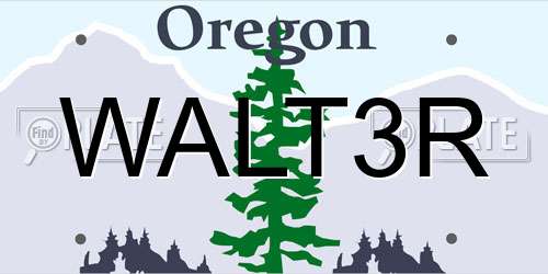 WALT3R Oregon License Plate