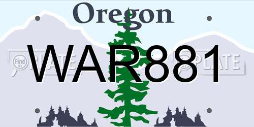 WAR881 Oregon License Plate