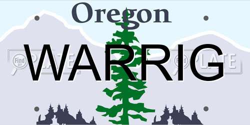WARRIG Oregon License Plate