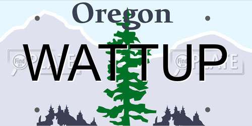 WATTUP Oregon License Plate