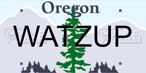 WATZUP Oregon License Plate