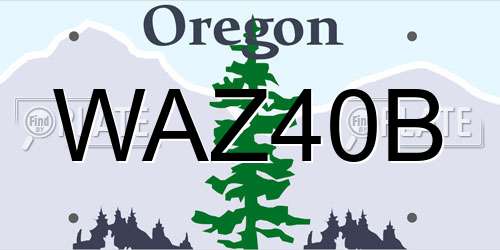 WAZ40B Oregon License Plate