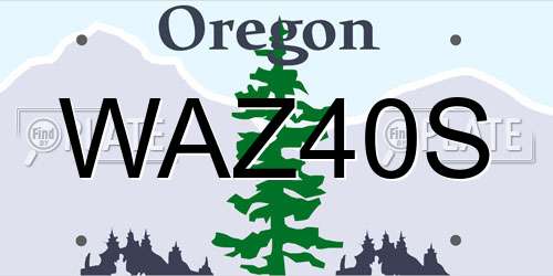 WAZ40S Oregon License Plate