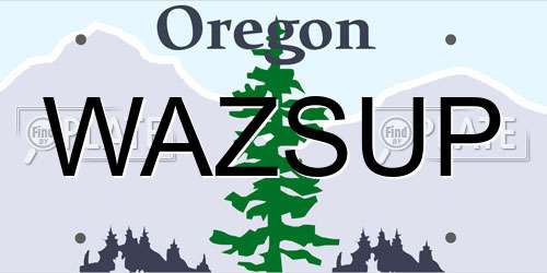 WAZSUP Oregon License Plate