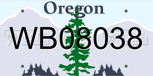 WB08038 Oregon License Plate