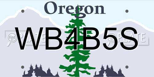 WB4B5S Oregon License Plate