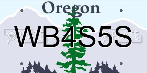 WB4S5S Oregon License Plate