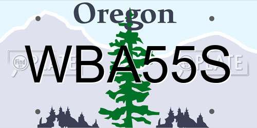 WBA55S Oregon License Plate