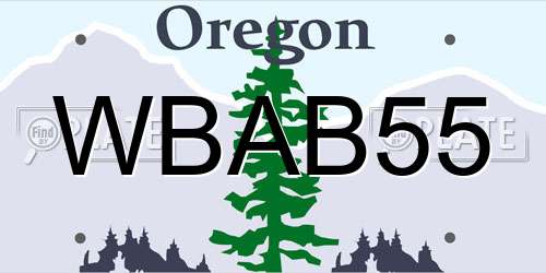 WBAB55 Oregon License Plate