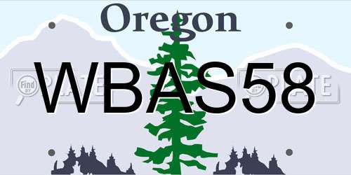 WBAS58 Oregon License Plate
