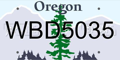 WBD5035 Oregon License Plate