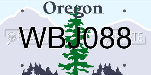 WBJ088 Oregon License Plate