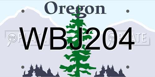 WBJ204 Oregon License Plate