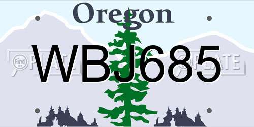 WBJ685 Oregon License Plate