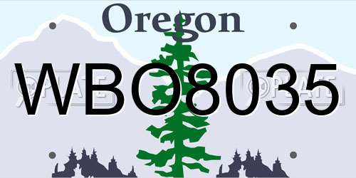 WBO8035 Oregon License Plate