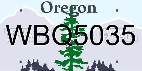 WBQ5035 Oregon License Plate