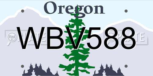 WBV588 Oregon License Plate